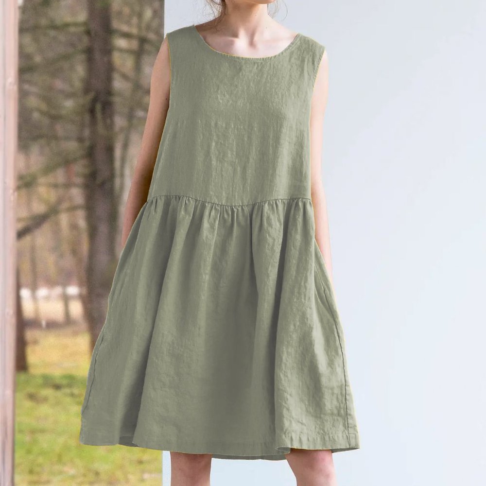 Not Perfect Linen Smock Linen Midi Dress